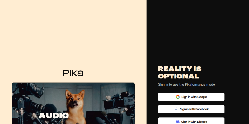 Pika - AI video tool interface screenshot showing key features